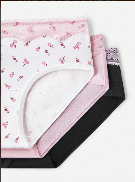 DUMMY - Panti de talle medio de algodón suave con estampado floral S